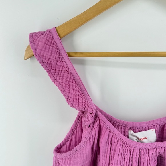 Xirena Rue Flowy Fairy Pink Cotton Gauze Cottagecore Boho L Ruffle Tank Top - Picture 4 of 7